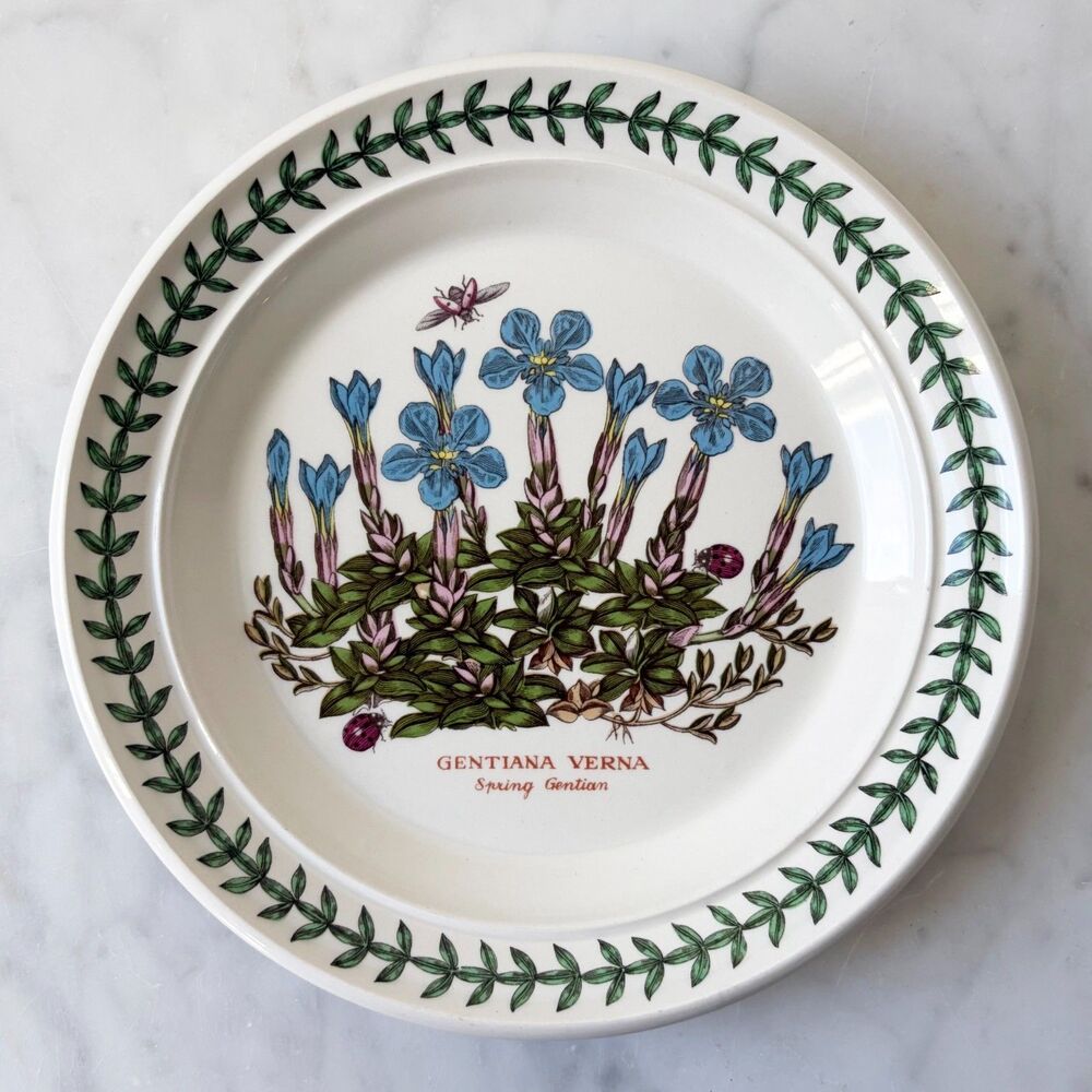 Vintage Portmeirion Botanic Garden Spring Gentian Bread Plate 7.25" Rare Variant